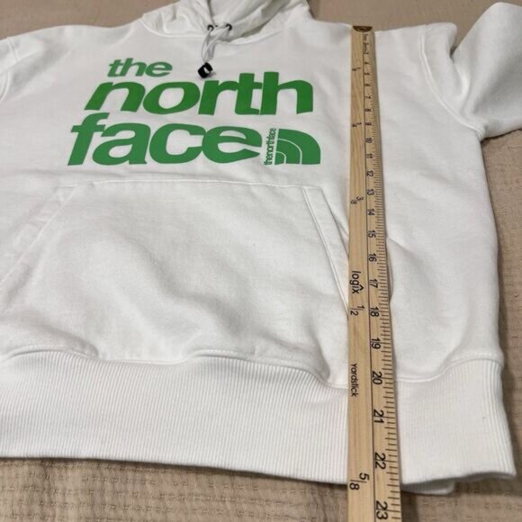 the North Face Hoodie Sweatshirt Women Sz. XS White Green Logo Cotton Pockets - Picture 13 of 14